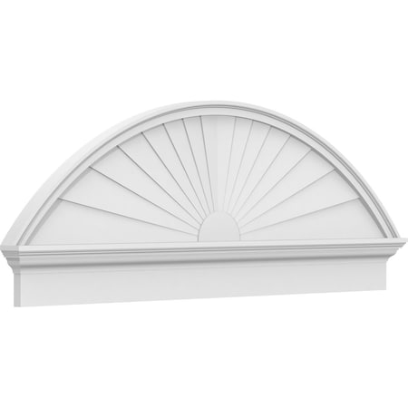 Segment Arch Sunburst Architectural Grade PVC Combination Pediment, 56W X 20-7/8H X 2-3/4P